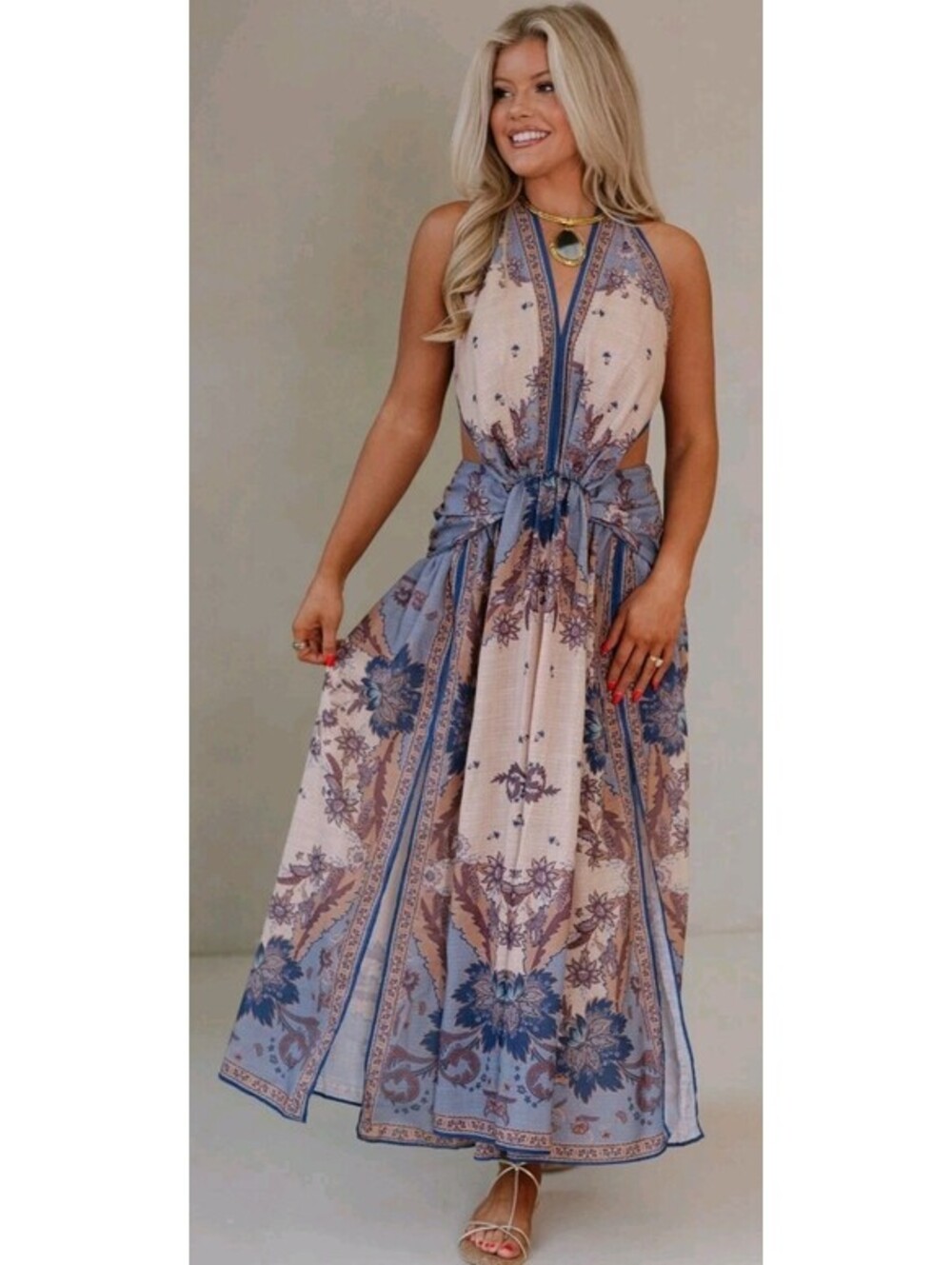 Small Ascension Plunge Halter Maxi Dress